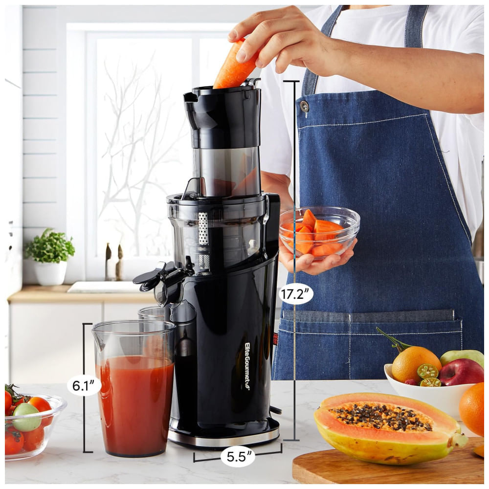 Miniatura Centrifuga de Frutas de Prensa Fria com Calha de Alimentação Para Até 3 Frutas Inteiras e Copo de 800mL, 110V 150W, El...