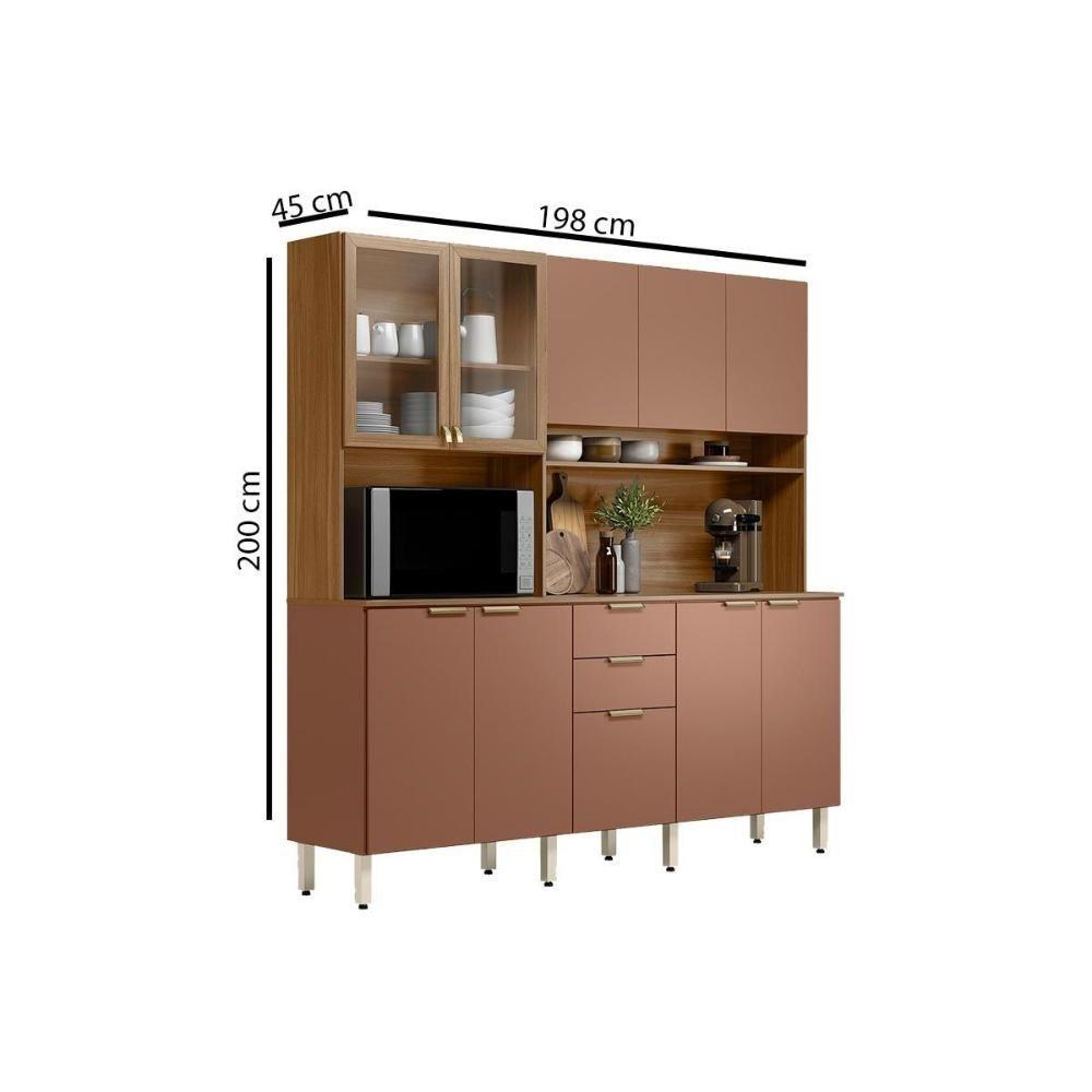 Miniatura Kit De Cozinha Compacta Amora C- 10 Portas E 2 Gavetas 198cm Amendola-marsala - Demóbile