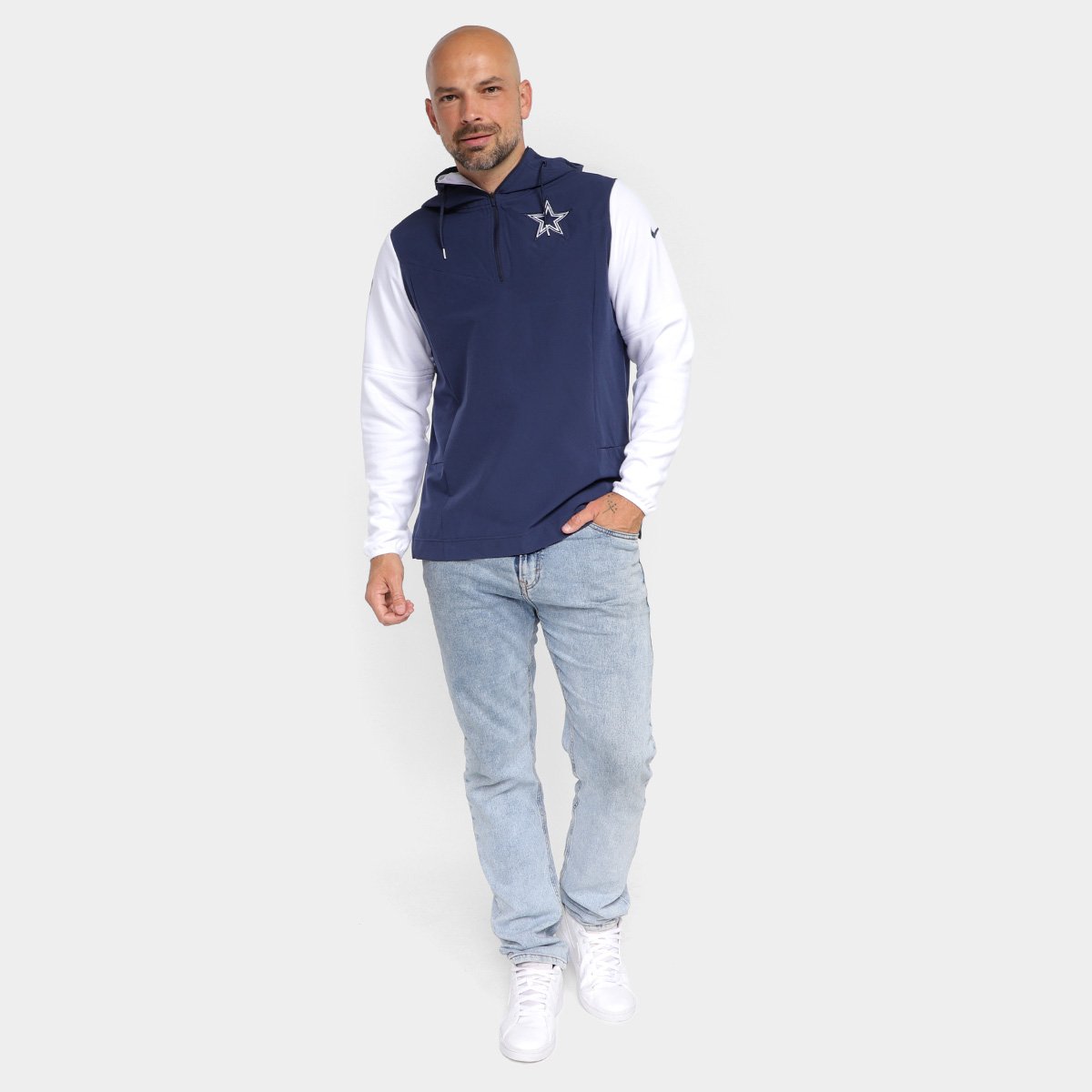 Miniatura Jaqueta NFL Dallas Cowboys Nike C/ Capuz Masculina Marinho - EGG