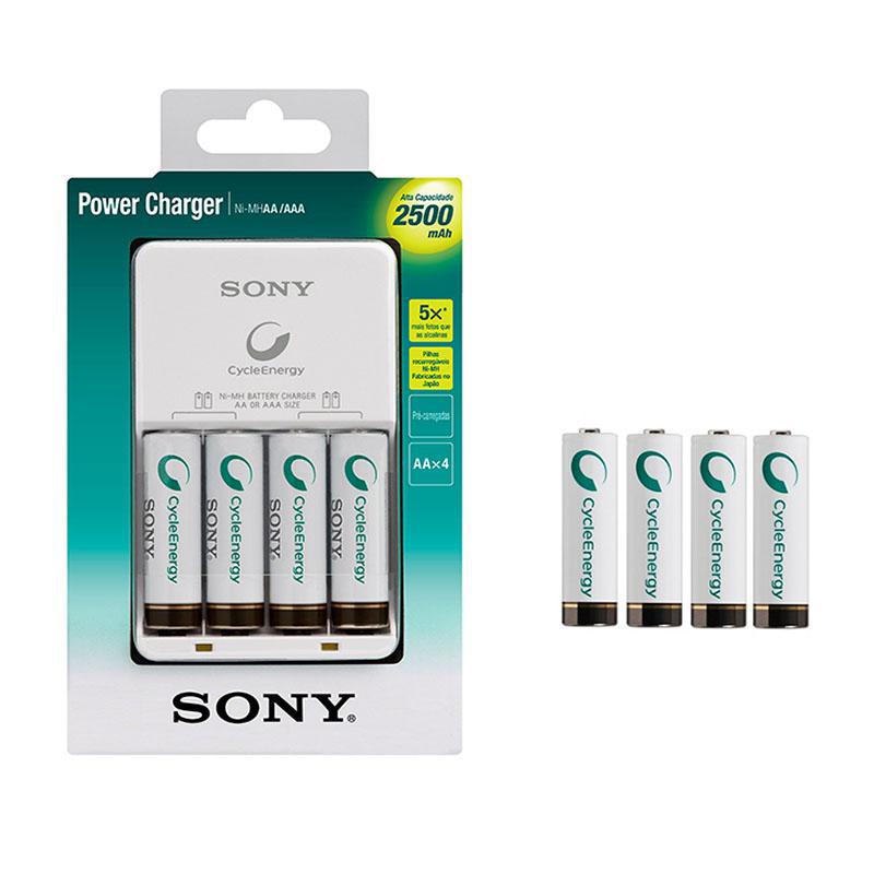 Miniatura Carregador Pilhas Sony 4 Pilhas Aa + 4 Pilhas Aa 2500Mah
