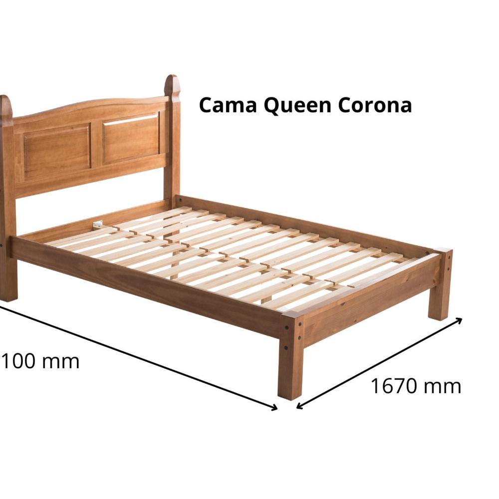 Miniatura Cama Queen em Madeira Corona Retrô Nogueira Claro