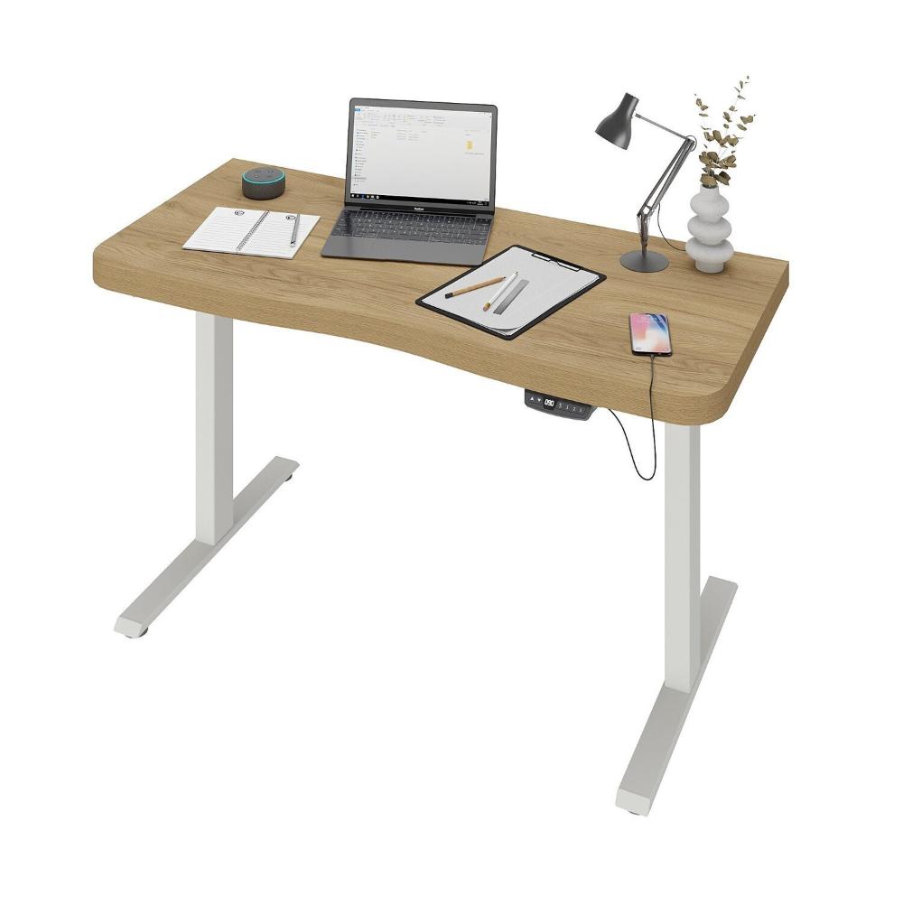 Mesa para Escritório com Regulagem de Altura Entrada Usb Ergonômica em Tamburato Olmo