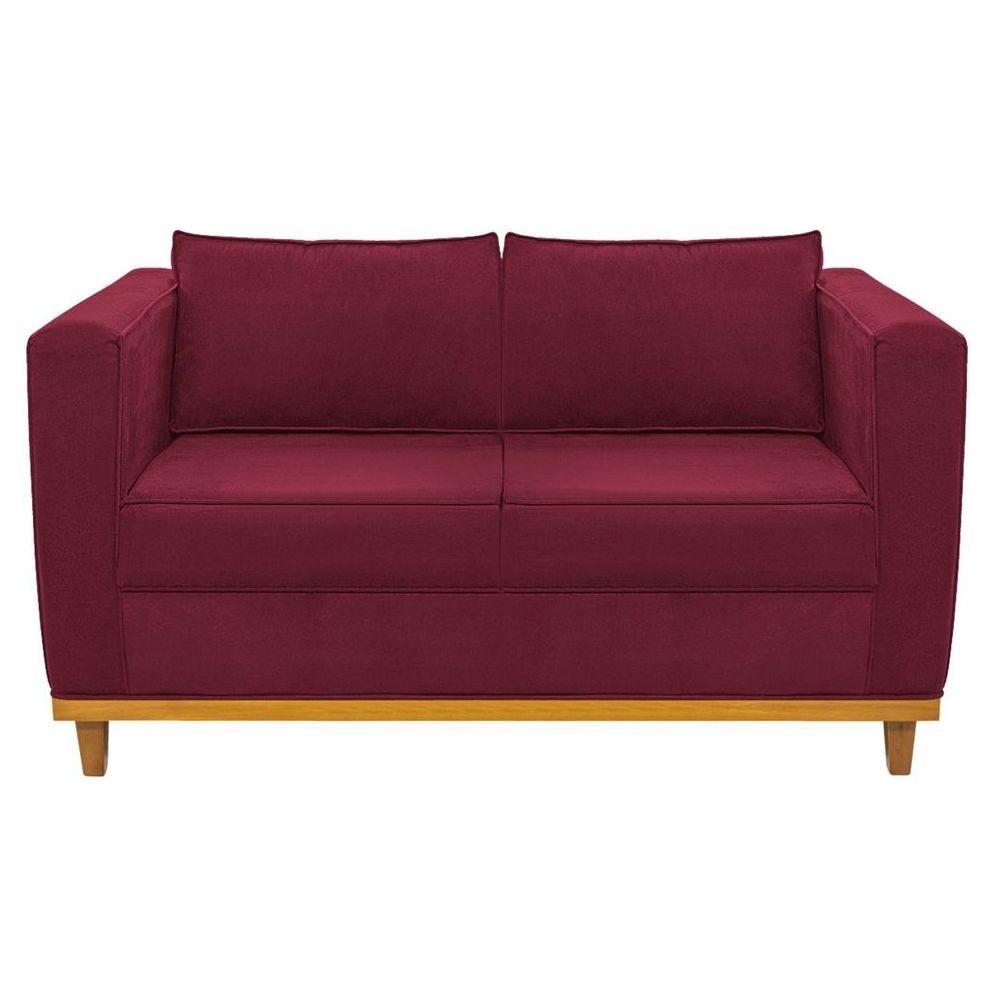 Miniatura Sofá 2 Lugares Europa Suede Bordô