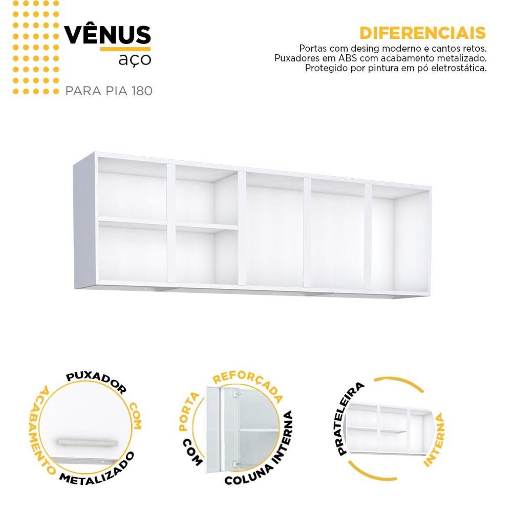Miniatura Armário Aéreo de Cozinha em Aço 180cm 3 Portas Vênus Cozimax Branco