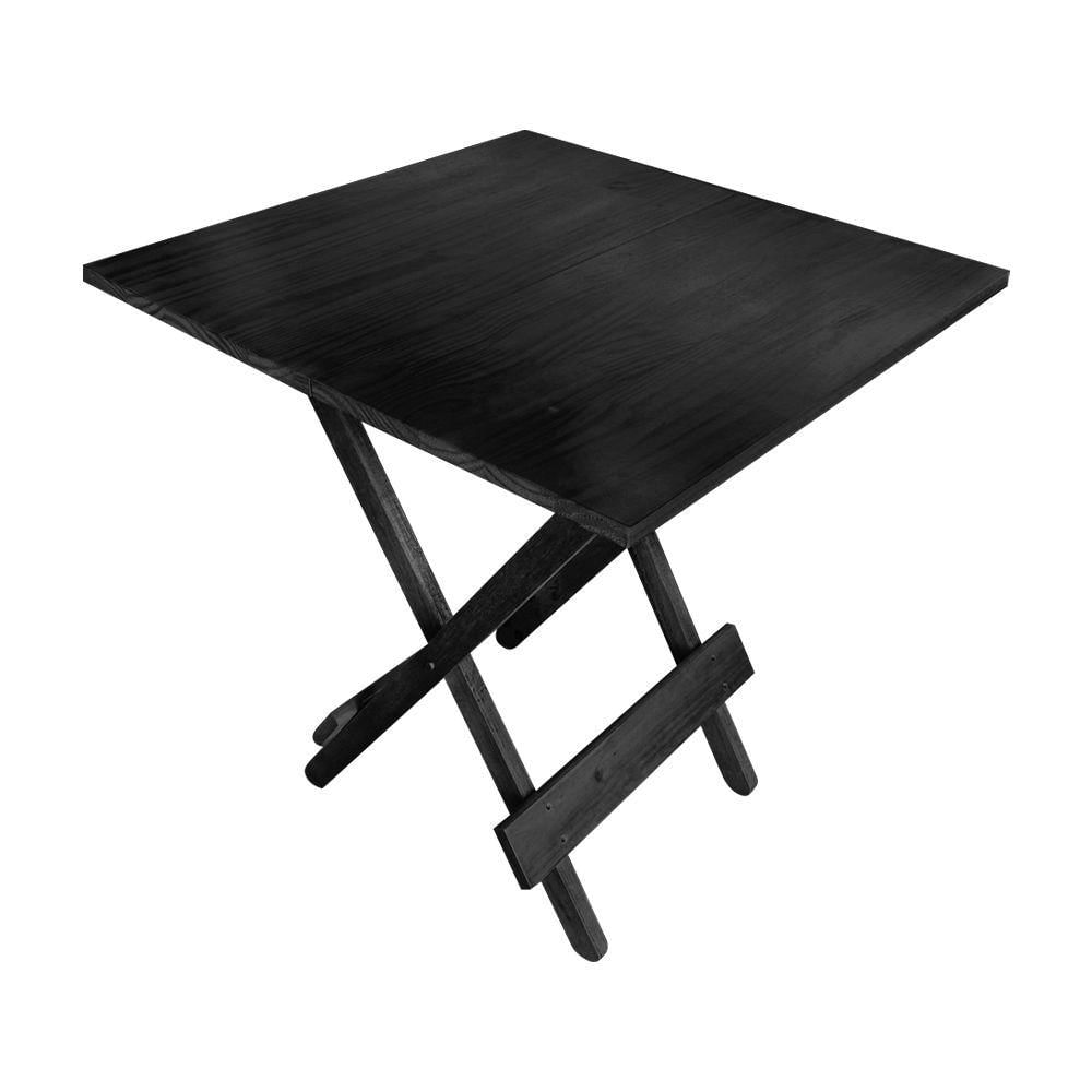 Miniatura Jogo De Mesa Bar 70x70 Com 4 Cadeiras Dobrável Em Madeira Preto