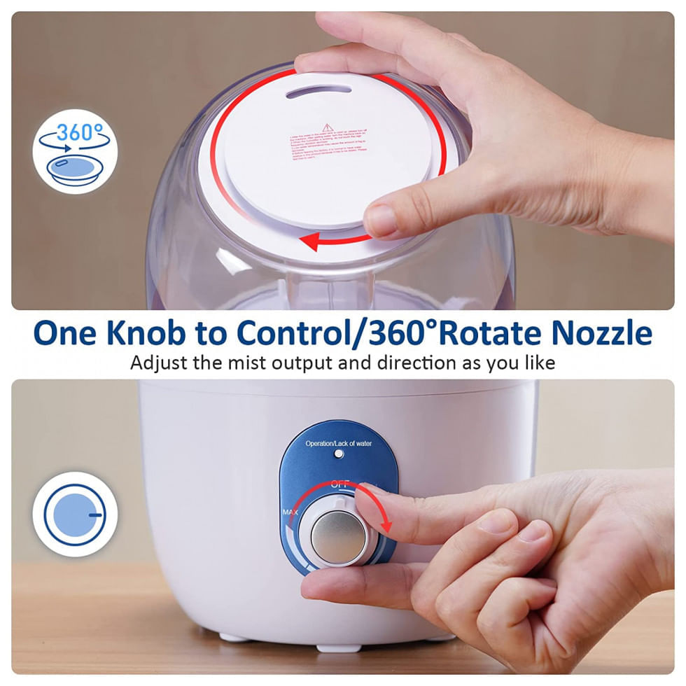 Miniatura Umidificador Portátil BEAR 3 Litros até 25H e Giratório em 360, Branco