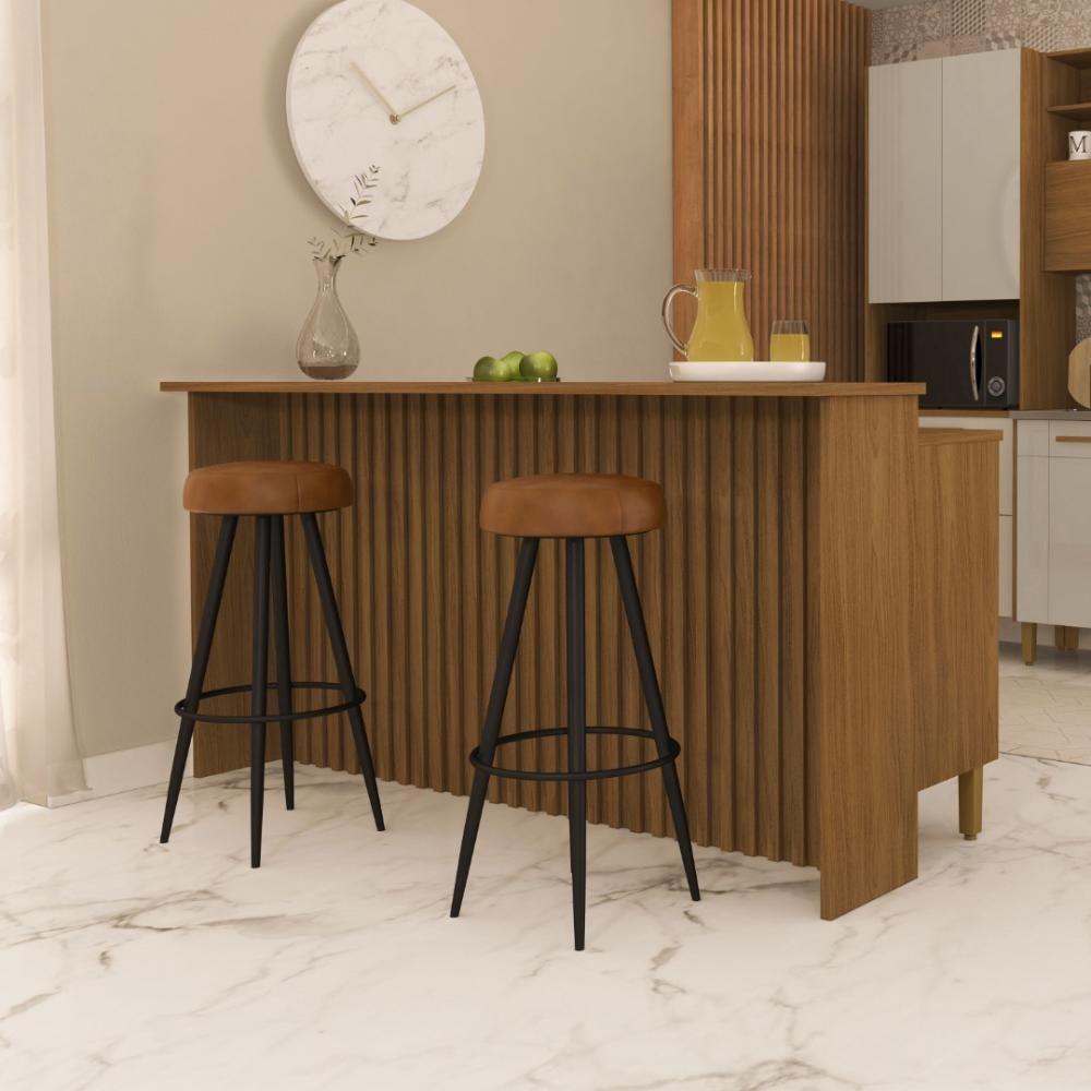 Miniatura Bancada Ripada Para Cozinha 208cm Cairo Fidelitá Freijó