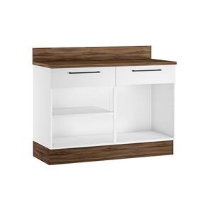 Cozinha Compacta Itatiaia Exclusive com 8 Portas, 3 Gavetas e 4 Prateleiras - 260cm de largura Branco/Castanho