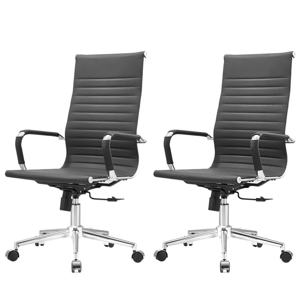 Miniatura Kit 2 Cadeiras Giratória Alta Office Manhattan Esteirinha Fratini Revestida Em (pu) Preto Base