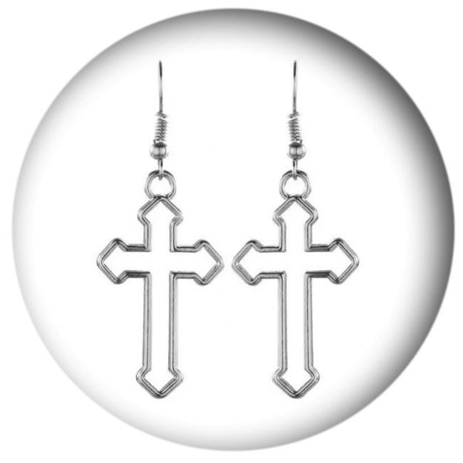 Miniatura Brinco Prateado Pingente Crucifixo Cruz