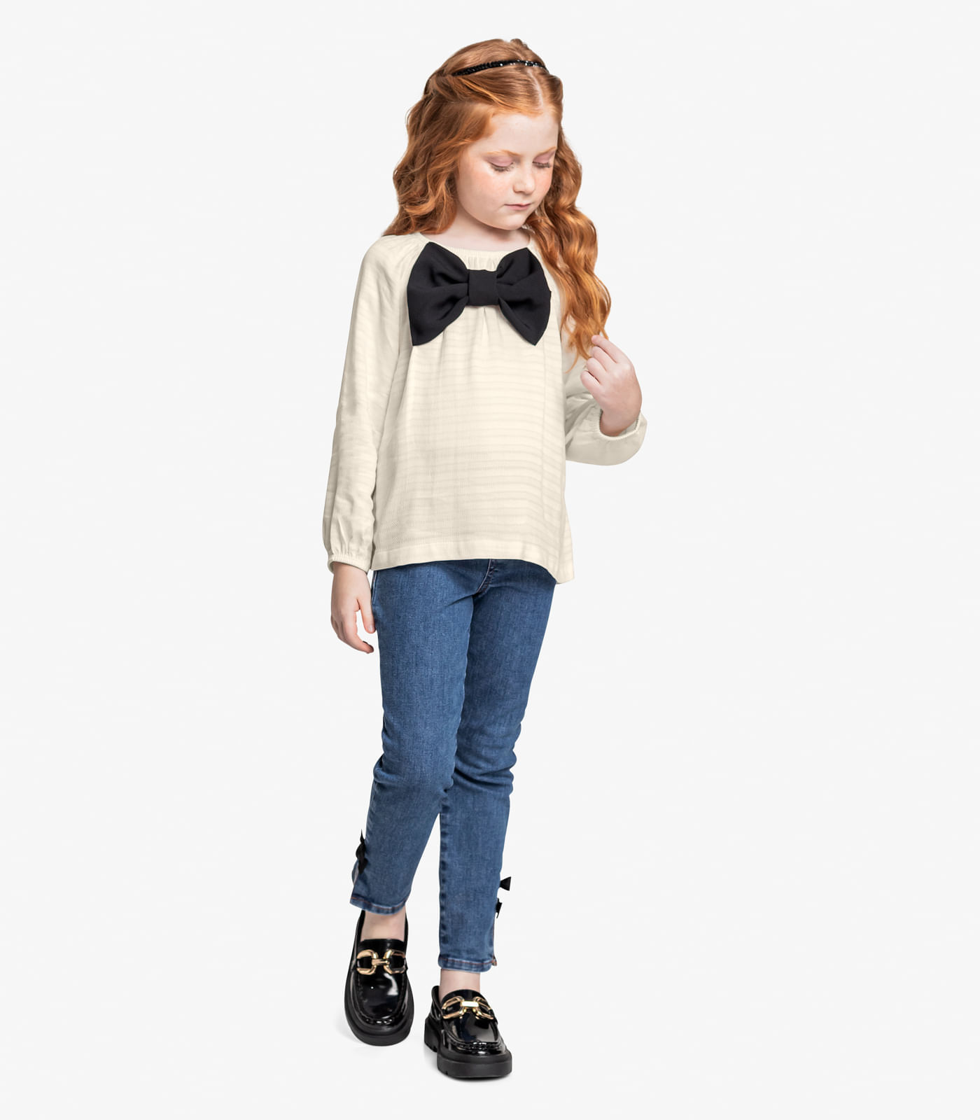 Miniatura Conjunto Bata Com Calça Jeans Trick Nick Bege 1