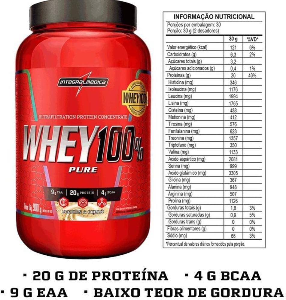 Miniatura Whey 100% Pure Pote 900g Cookies And Cream Integralmedica