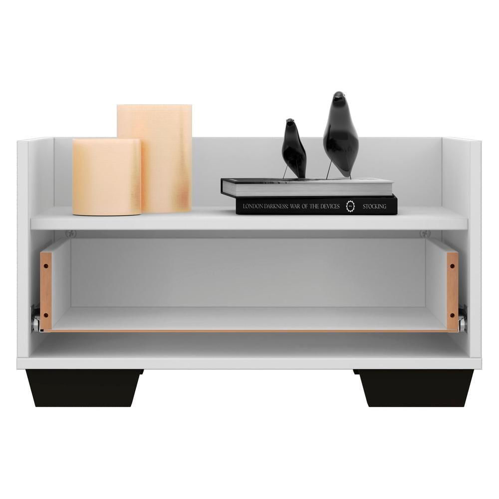Mesa de Cabeceira 60 Cm com Pés Quadrados Branca preta