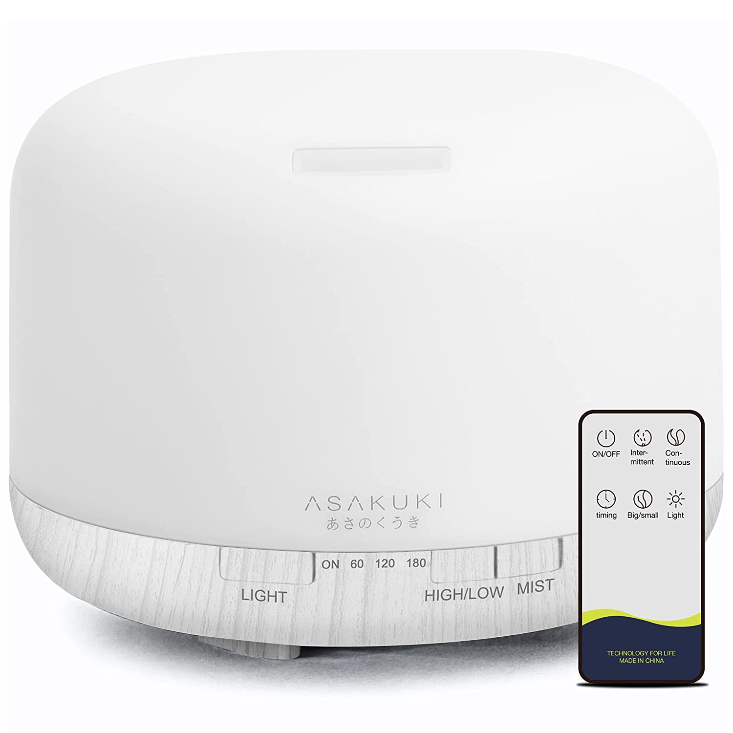 Miniatura ASAKUKI Umidificador Ultrassônico Portátil 05L com A romaterapia e 7 Luzes LED até 3H Área 27m2 110V Branco