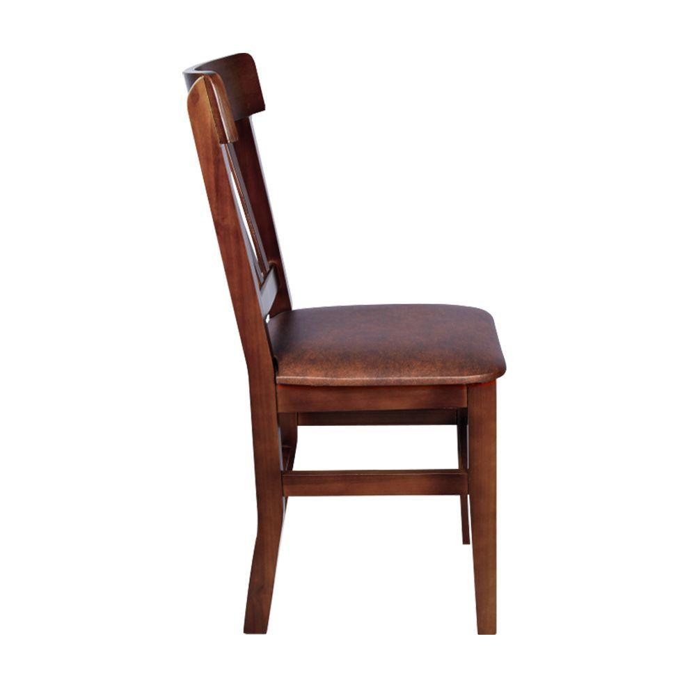 Miniatura Kit 4 Cadeiras Fixas Mineira Imbuia Em Madeira Maciça Estofadas Marrom Para Restaurantes Marrom