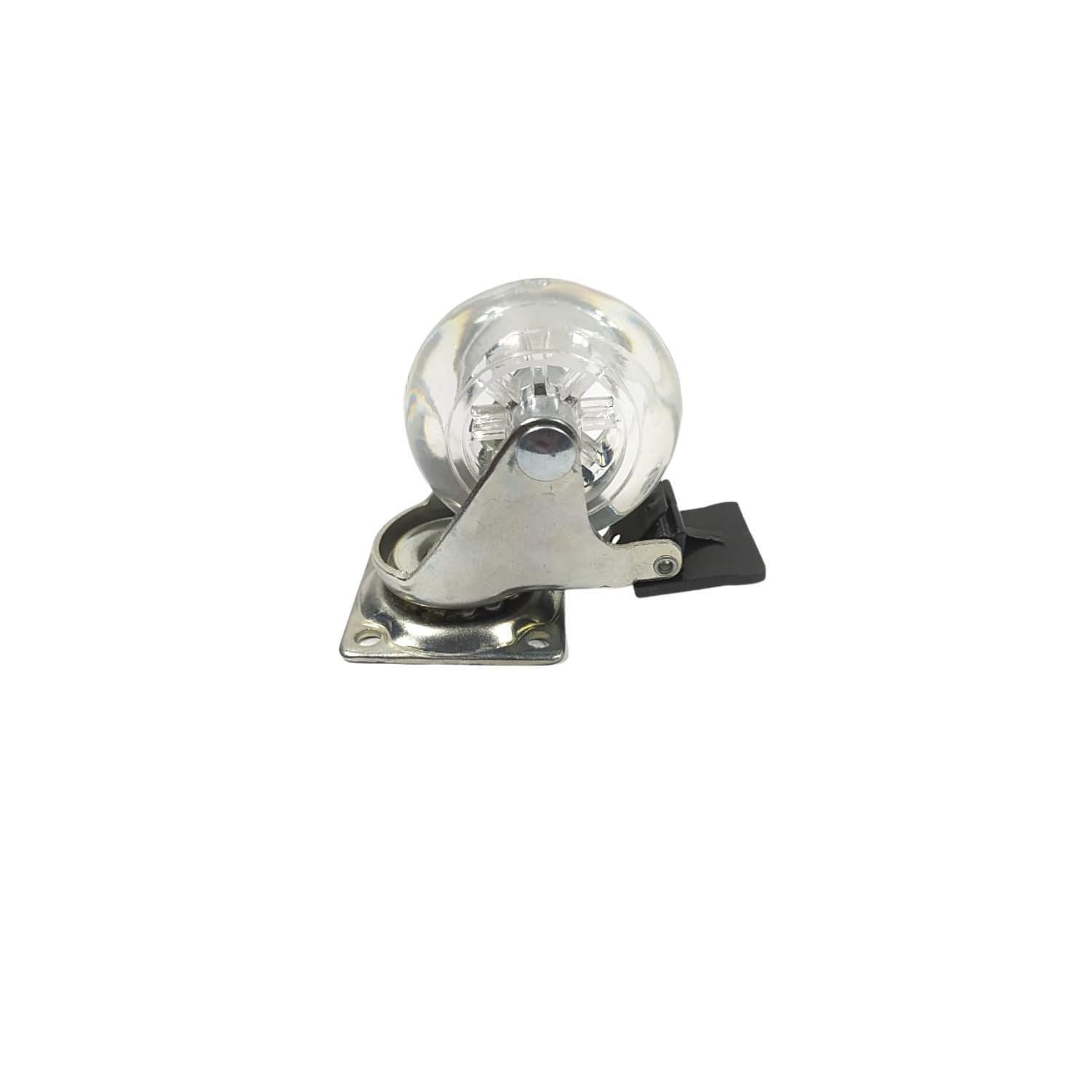 Miniatura 10 Rodízio Silicone 50Mm Transparente Giratório Com Freio