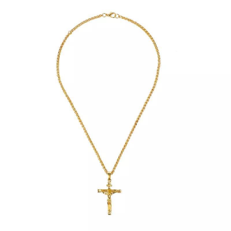 Miniatura Colar Cruz Crucifixo Corrente Pingente Cristo Jesus Dourado