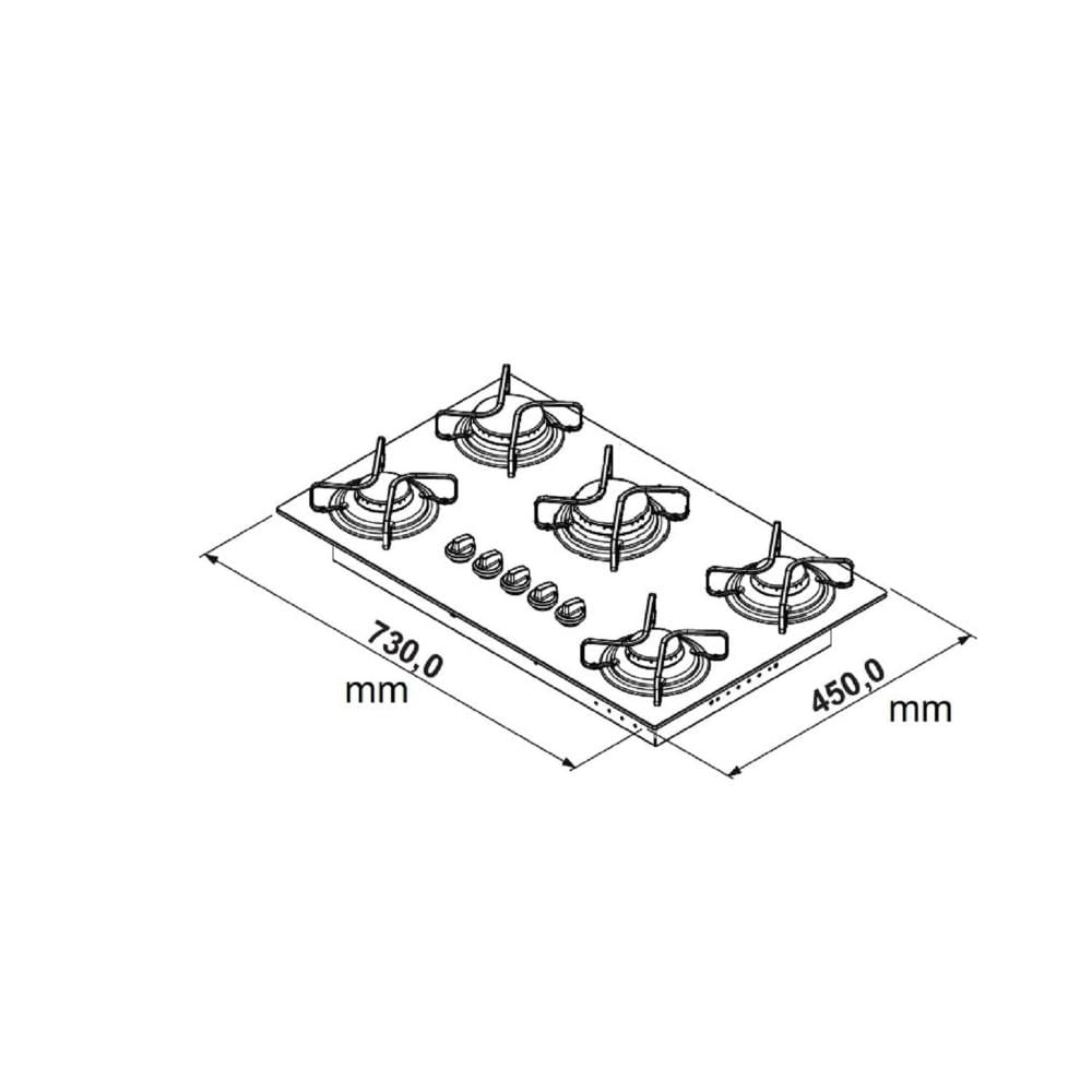 Cooktop 5 Bocas Essencial á Gás Bivolt Itatiaia Preto