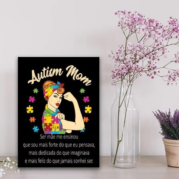 Miniatura Quadro Frase Ser Mãe De Autista 24X18Cm - Vidro Preta