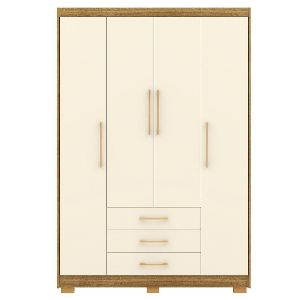 Miniatura Guarda Roupa Solteiro 120 Cm 4 Portas 10088 Nature Champanhe Vlr Nature Champanhe