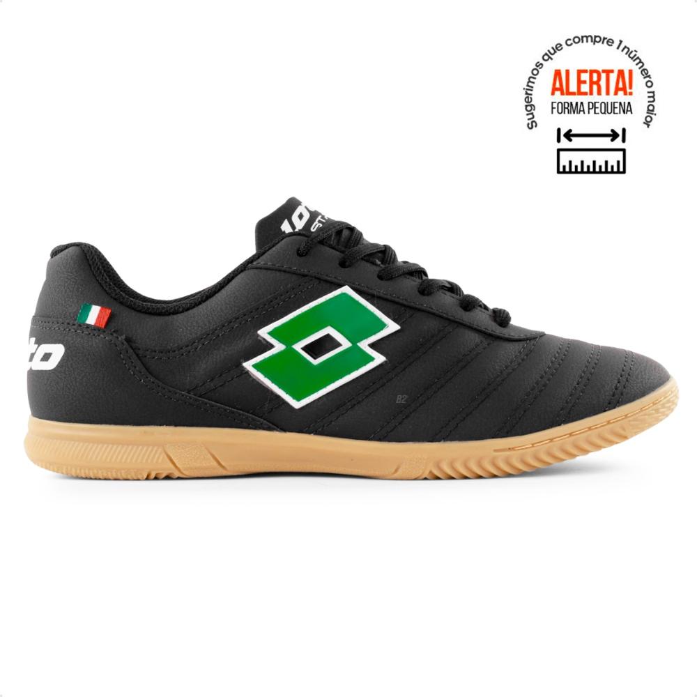 Miniatura Chuteira Futsal Lotto Stadio Origin B500 Masculina Preto / Verde - 38