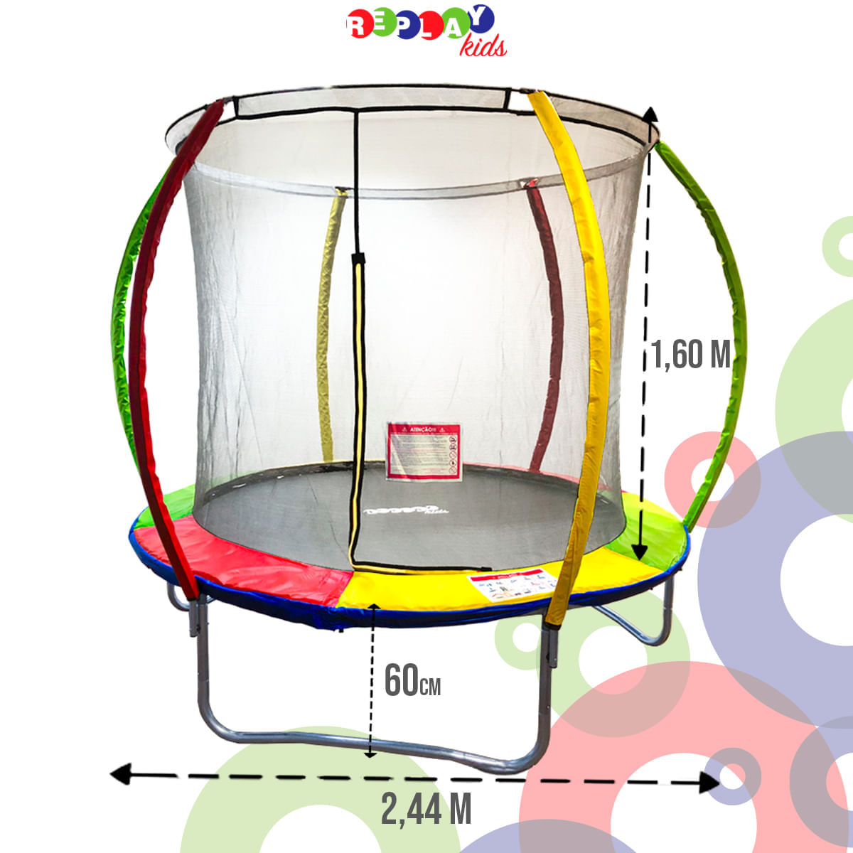 Miniatura Cama Elástica Pula Pula Trampolim 2,44m com Rede Replay Kids