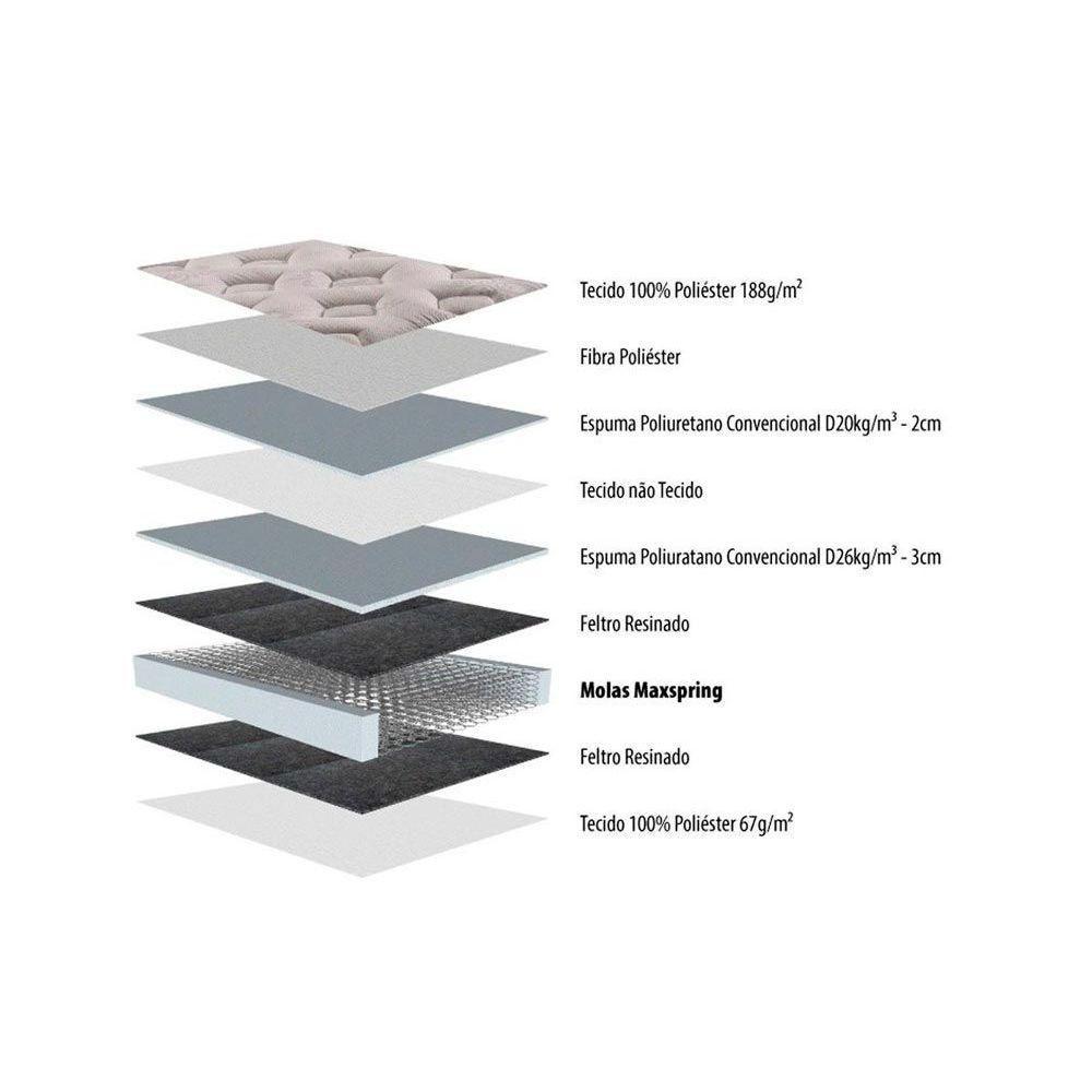 Miniatura Cama Box Baú Queen: Colchão Molas Herval Maxspring Marselha + Base Crc Suede Black(158X198)