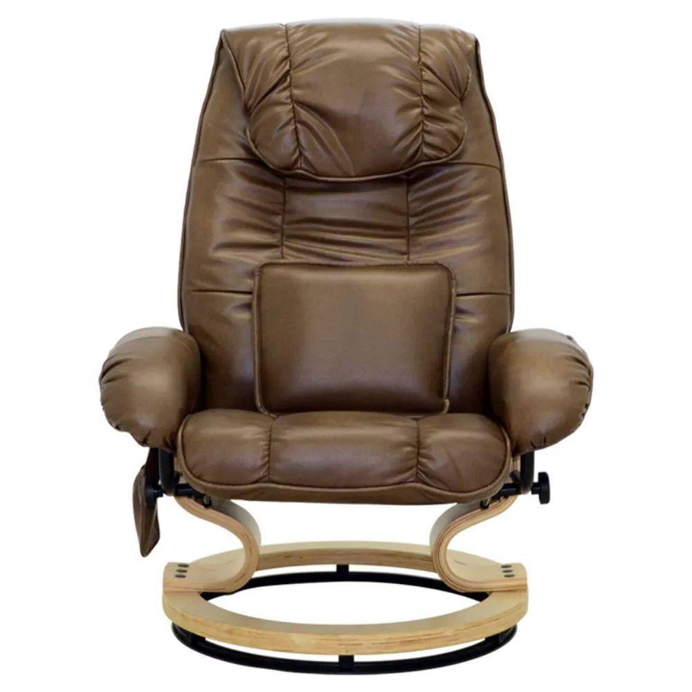 Miniatura Poltrona Do Papai Massageadora Elétrica Com Puff Louis R02 Pu Marrom - Mpozenato