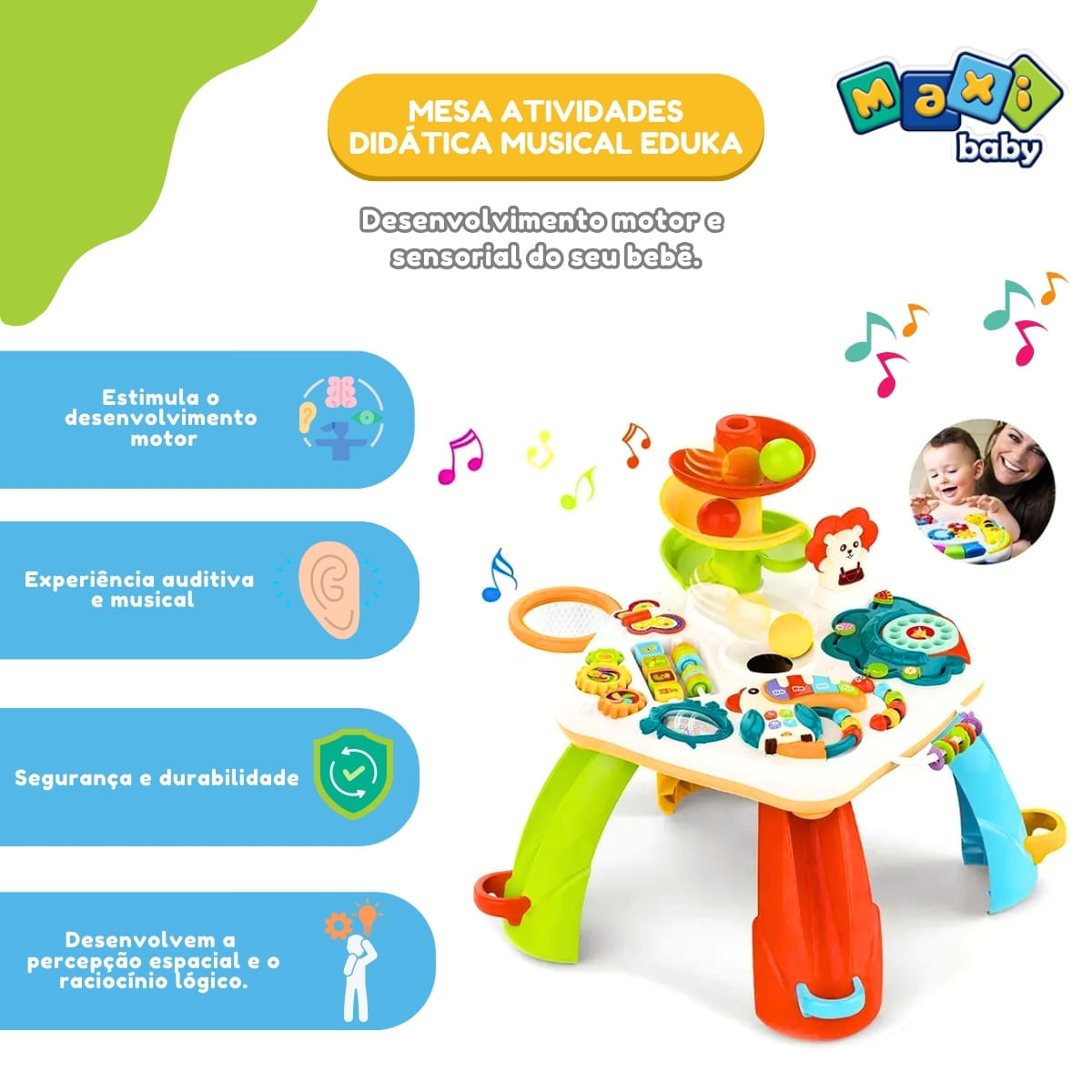 Mesa Atividades Infantil Didática Musical Eduka - Maxi Baby