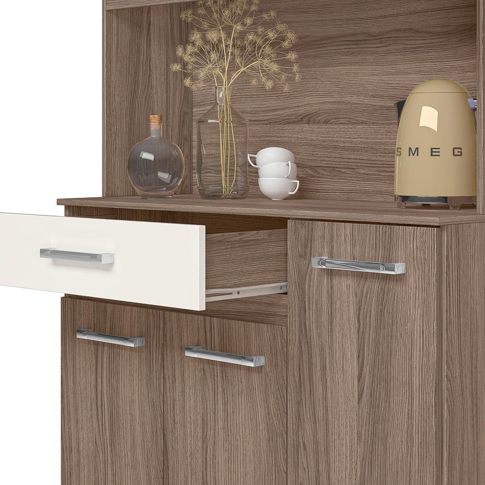 Miniatura Armário Cozinha Magazin 90 5 Portas 1 Gaveta Carvalho Nature/off White Cristal Nicioli Carvalho Nature/off White