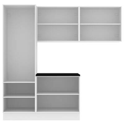 Miniatura Kit Área De Serviço Madesa Acordes Glamy 100% MDF com Armário, Balcão e Torre Branco Cor:Branco