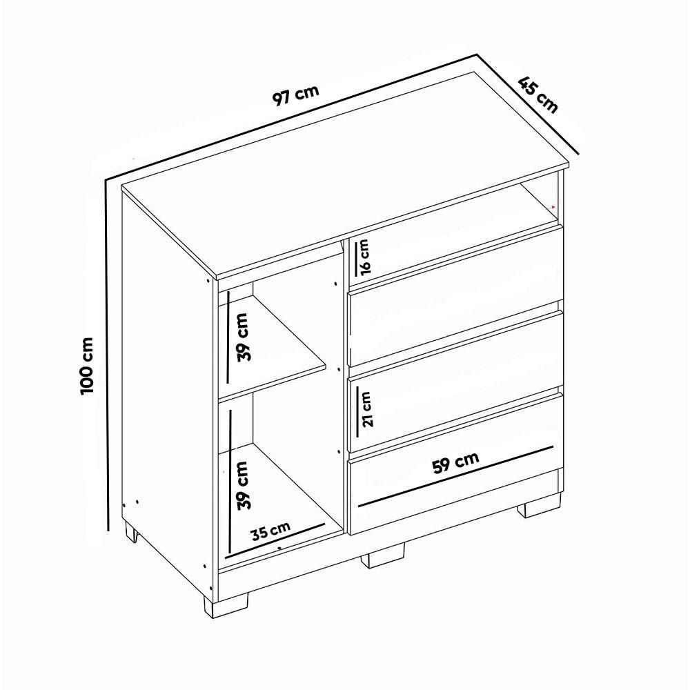 Miniatura Cômoda Quarto Com 1 Porta Sapateira 97cm Tayna A09 - D'rossi Atacama E Off White