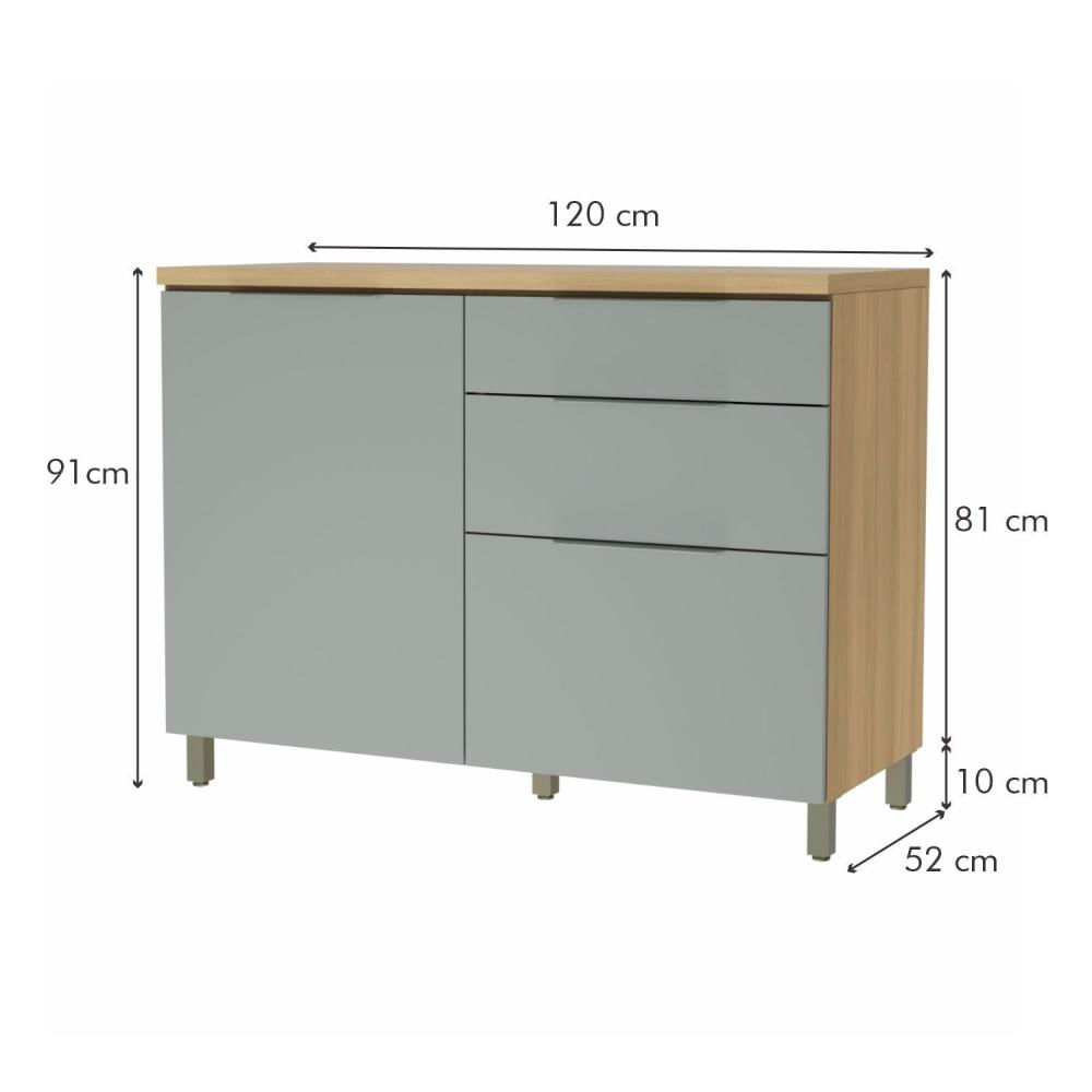 Miniatura Cozinha 5 Peças 100% MDF Marquesa Nature/Verde