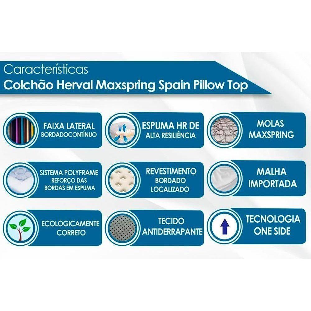 Miniatura Cama Box King: Colchão Molas Herval Maxspring Spain + Base Crc Courano White(193X203)