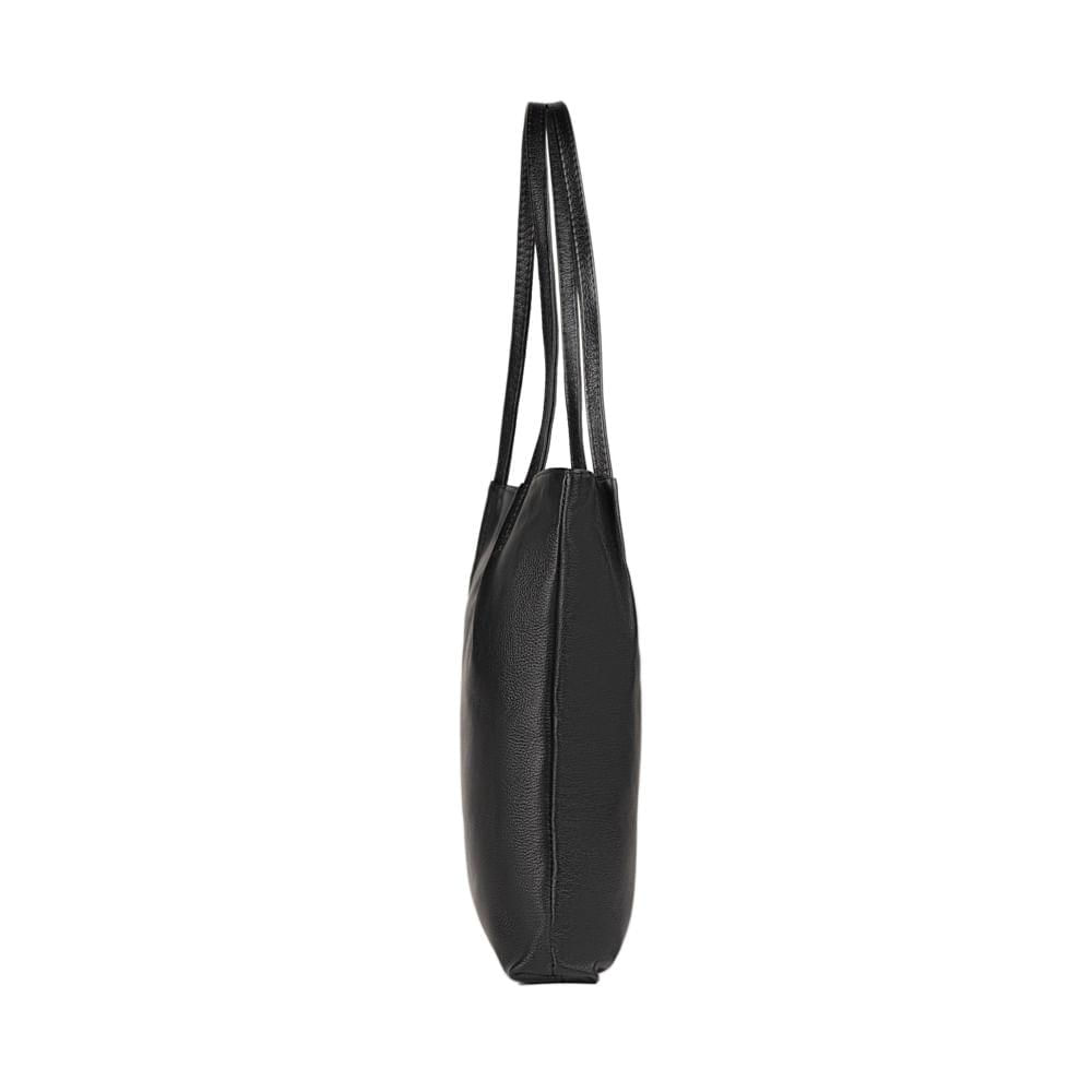 Miniatura Bolsa de Ombro Feminina Grande de Couro Shopping Bag BG Preta Preto