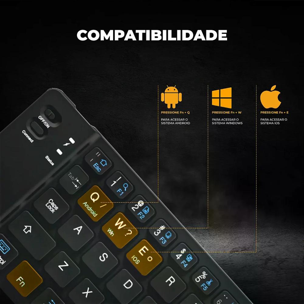 Miniatura Mini Teclado Dobrável Sem Fio - Armor - Gshield