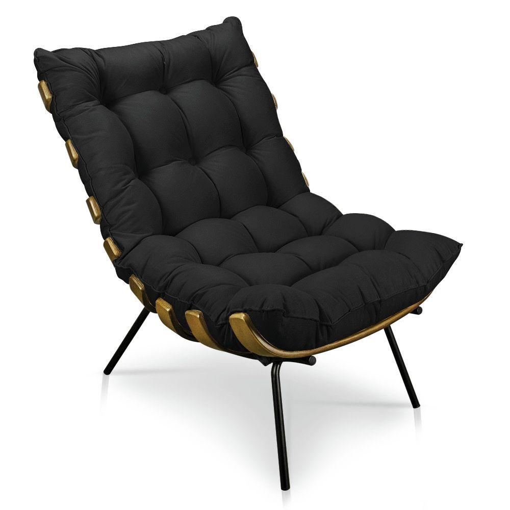 Miniatura Poltrona Costela Suede Base Metálica Pallazio Preto