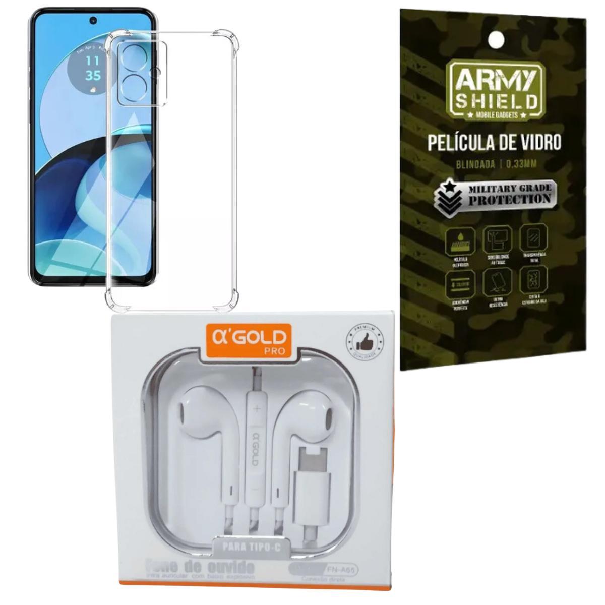 Miniatura Kit Capinha Moto G24 Power + Fone De Ouvido + Pelicula 3D