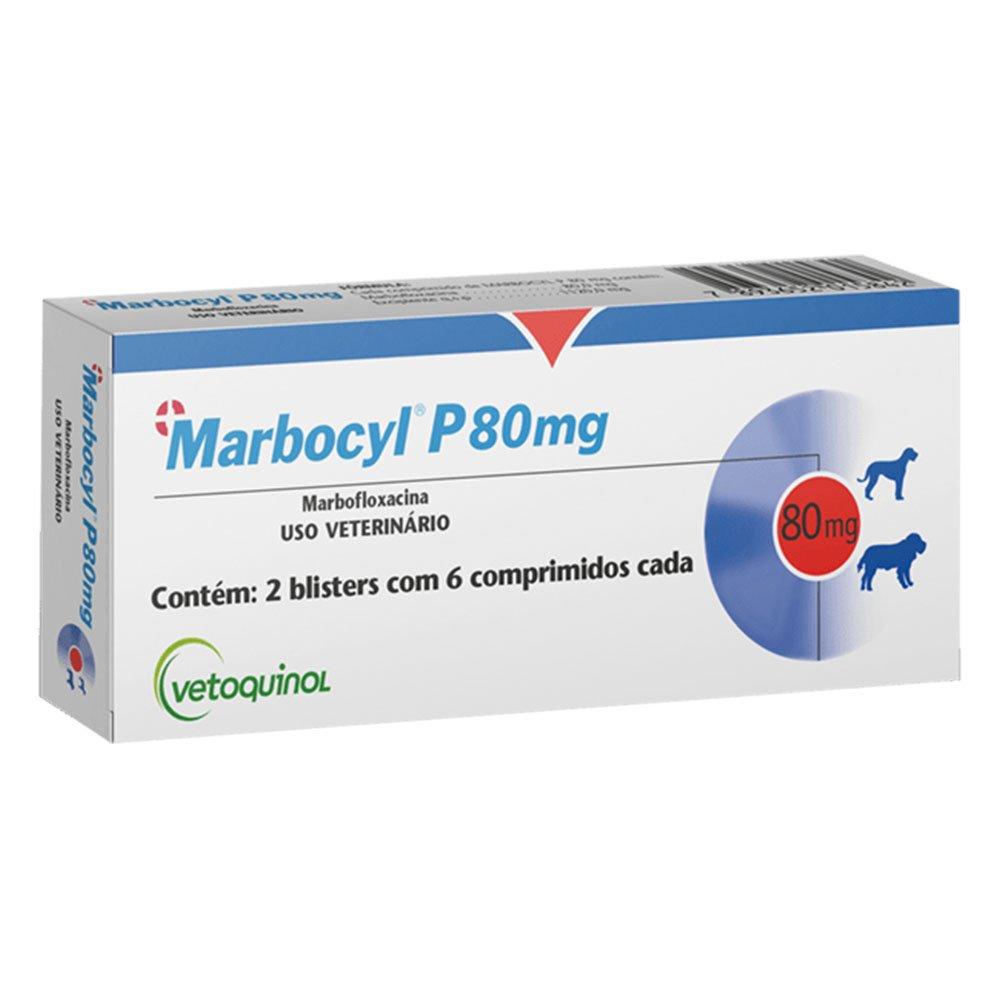 Miniatura Antibiótico Vetoquinol Marbocyl P 80 mg para Cães de 35 a 50 Kg - 10 Comprimidos