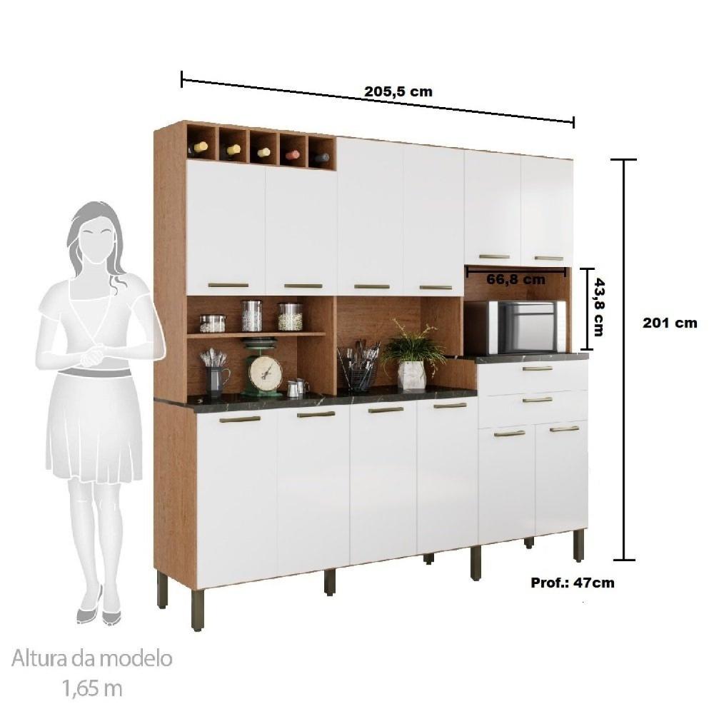 Miniatura Armário de Cozinha 12 Portas 2 Gavetas com Espaço para Microondas 100% MDF Vitis Espresso Móveis Castanho/Branco