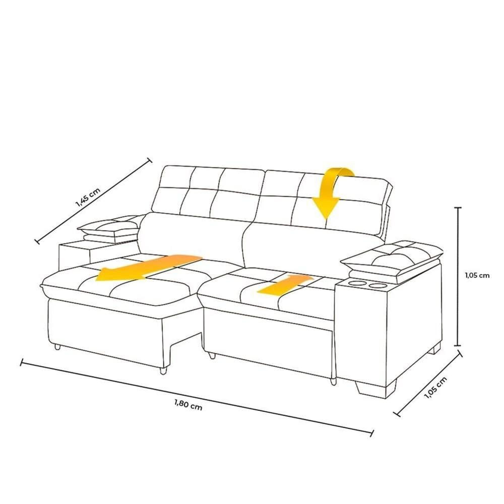 Miniatura Sofá Manaus 180 Cm Retratil e Reclinável Titânio