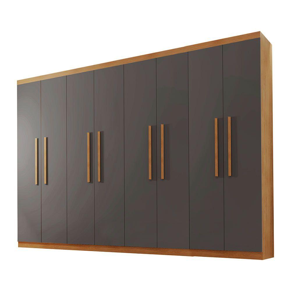 Miniatura Guarda Roupa Casal Hera 8 Portas E 4 Gavetas Rufato Imbuia Com Grafite