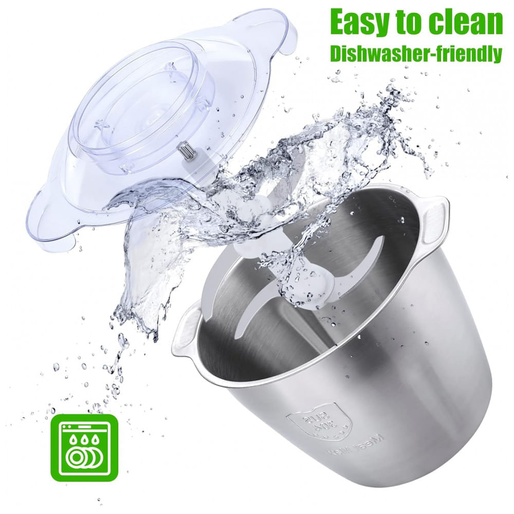 Processador de Alimentos Multifuncional 3,5 Litros com 3 Velocidades e 2 Tigelas de Aço Inoxidável, 110V 500W, Qi...