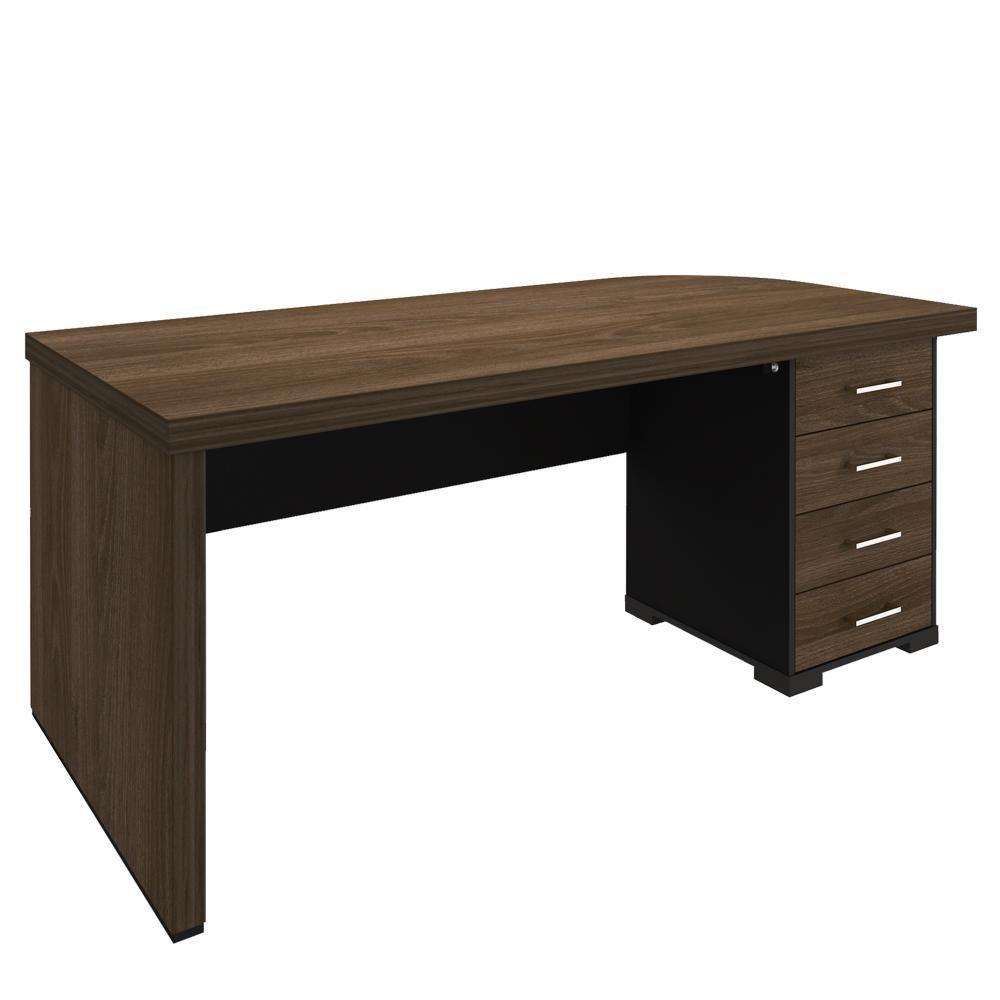 Mesa Para Escritório 4 Gavetas Lado Direito 180cm Tamburato Executiva A06 Marrom-preto - Mpozenato