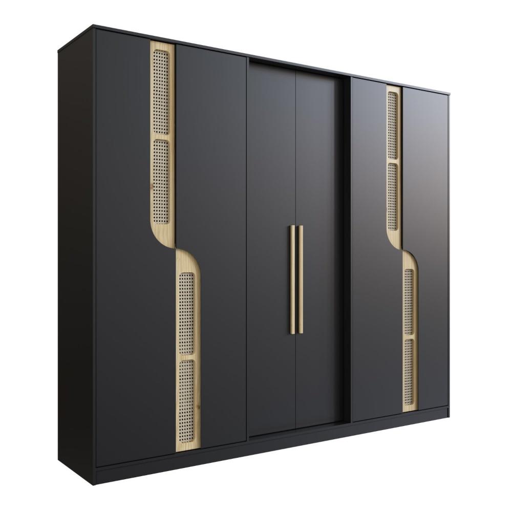 Miniatura Guarda Roupa Casal 6 Portas 4 Gavetas Apolo Onix Preto