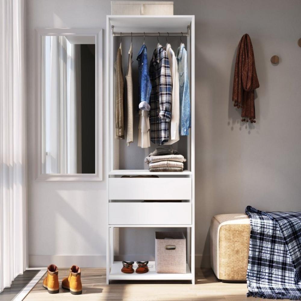 Guarda Roupa Closet 2 Peças com 1 Cabideiro 2 Gavetas e 6 Nichos Easy Prodecor Branco