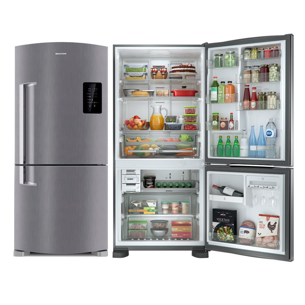 Miniatura Geladeira Frost Free Inverse 2 Portas 588 Litros BRE85AK Brastemp Inox - 110V
