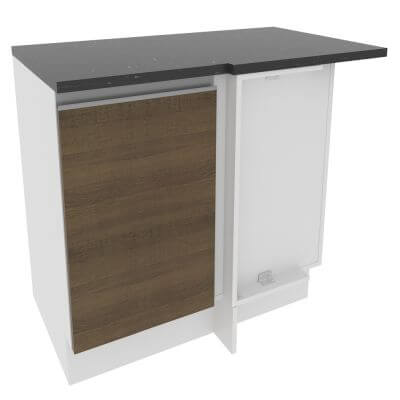 Balcão de Canto Madesa Acordes Glamy 100% MDF 1 Porta Branco/Rustic Cor:Branco/Rustic