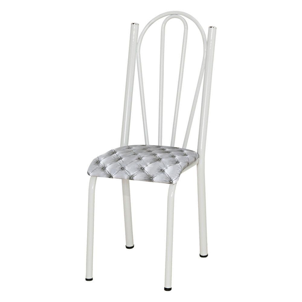 Miniatura Kit 2 Cadeiras De Cozinha Alasca Estampado Capitonê Pés De Ferro Branco - Pallazio