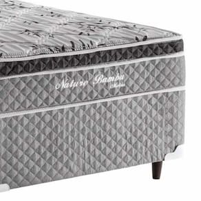 Miniatura Cama Box Conjugada Solteiro Herval Nature com Pillow Inn e Molas Bonnel 56x88x188cm - Cinza/Branco Floral
